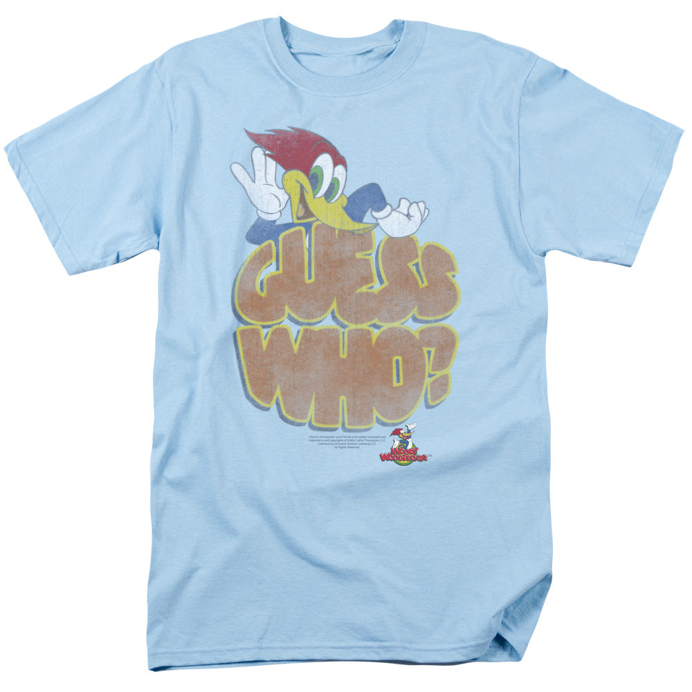Woody Woodpecker - Guess Who - Short Sleeve Adult 18/1 - Light Blue T-shirt