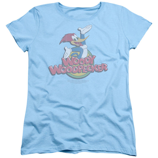 Woody Woodpecker - Retro Fade - Short Sleeve Womens Tee - Light Blue T-shirt