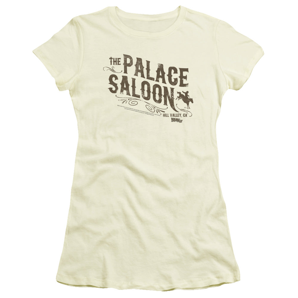 Back To The Future Iii - Palace Saloon - Short Sleeve Junior Sheer - Cream - Sm - Cream T-shirt
