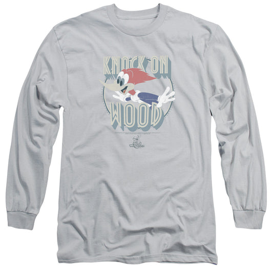 Woody Woodpecker - Knock On Wood - Long Sleeve Adult 18/1 - Silver T-shirt