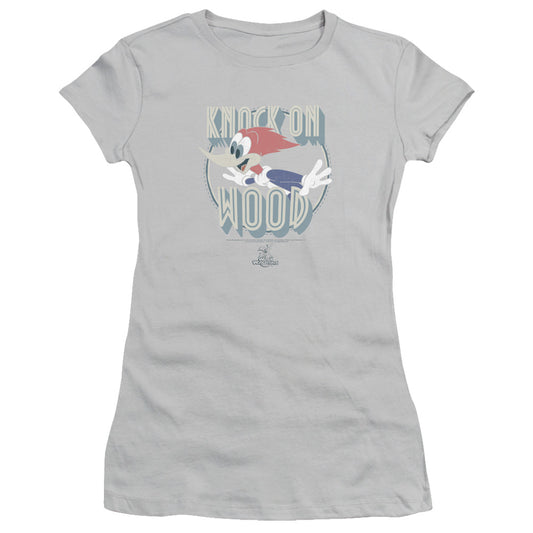 Woody Woodpecker - Knock On Wood - Short Sleeve Junior Sheer - Silver T-shirt