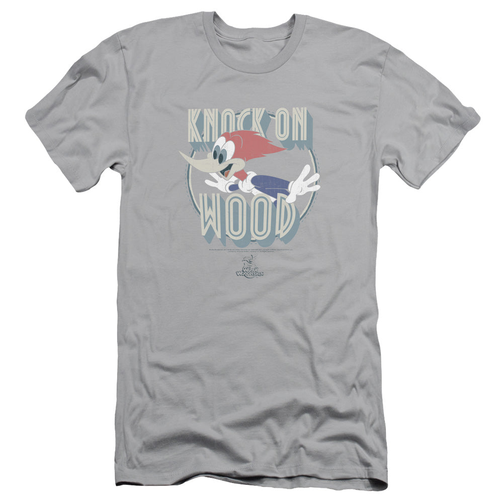 Woody Woodpecker - Knock On Wood - Short Sleeve Adult 30/1 - Silver T-shirt
