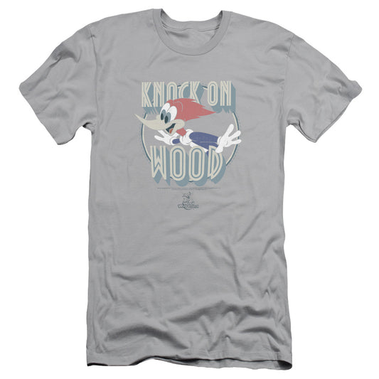 Woody Woodpecker - Knock On Wood - Short Sleeve Adult 30/1 - Silver T-shirt