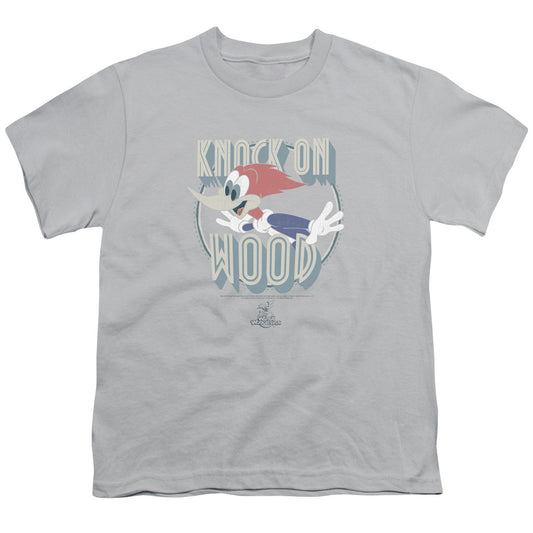 Woody Woodpecker - Knock On Wood - Short Sleeve Youth 18/1 - Silver T-shirt
