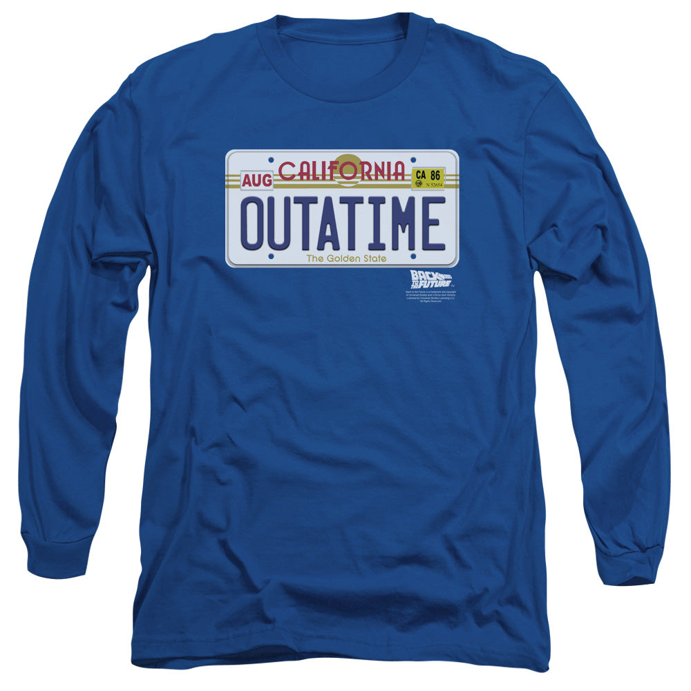 Back To The Future - Outatime Plate - Long Sleeve Adult 18/1 - Royal Blue - Sm - Royal Blue T-shirt