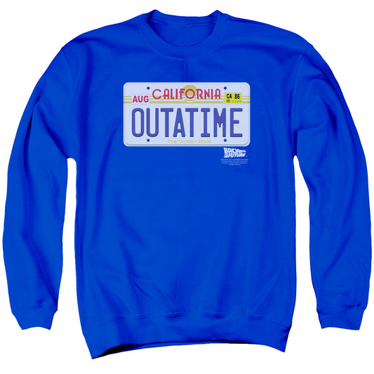 Back To The Future - Outatime Plate - Adult Crewneck Sweatshirt - Royal Blue