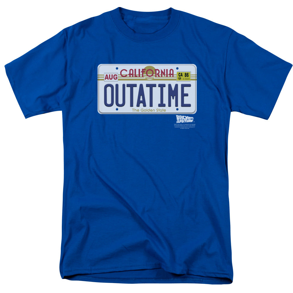 Back To The Future - Outatime Plate - Short Sleeve Adult 18/1 - Royal Blue - Sm - Royal Blue T-shirt