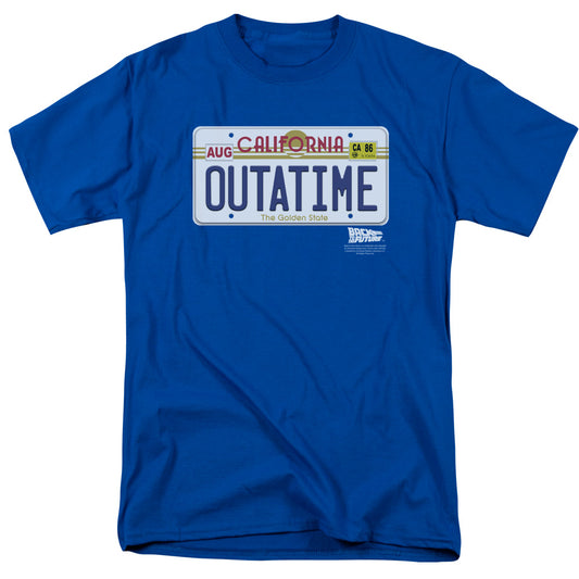 Back To The Future - Outatime Plate - Short Sleeve Adult 18/1 - Royal Blue - Sm - Royal Blue T-shirt