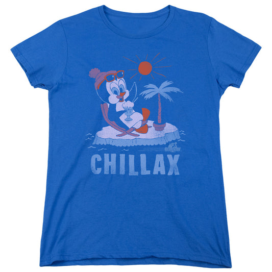 Chilly Willy - Chillax - Short Sleeve Womens Tee - Royal Blue T-shirt