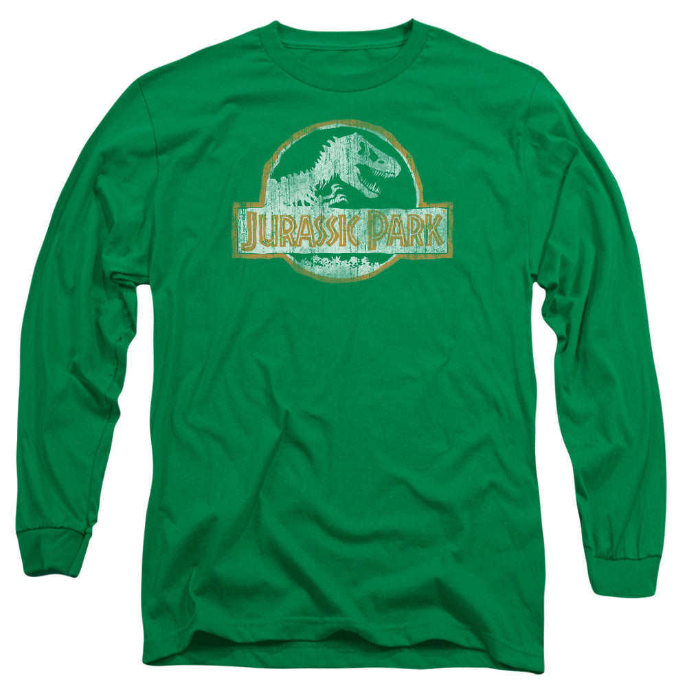 Jurassic Park - Jp Orange - Long Sleeve Adult 18/1 - Kelly Green T-shirt