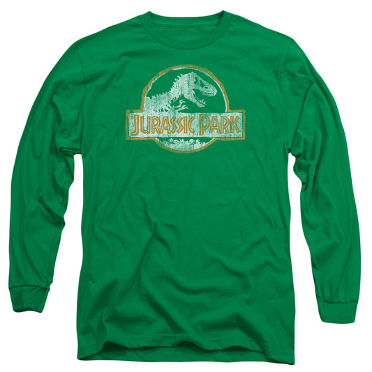 Jurassic Park - Jp Orange - Long Sleeve Adult 18/1 - Kelly Green T-shirt