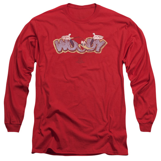 Woody Woodpecker - Sketchy Bird - Long Sleeve Adult 18/1 - Red T-shirt