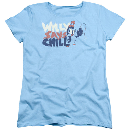 Chilly Willy - I Say Chill - Short Sleeve Womens Tee - Light Blue - Sm - Light Blue T-shirt