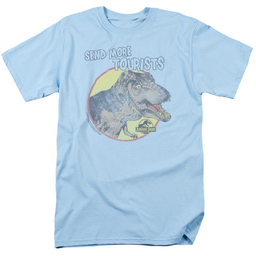 Jurassic Park - More Tourists - Short Sleeve Adult 18/1 - Light Blue T-shirt