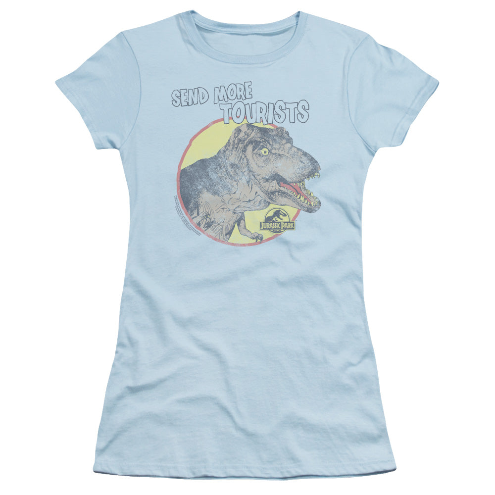 Jurassic Park - More Tourists - Short Sleeve Junior Sheer - Light Blue T-shirt