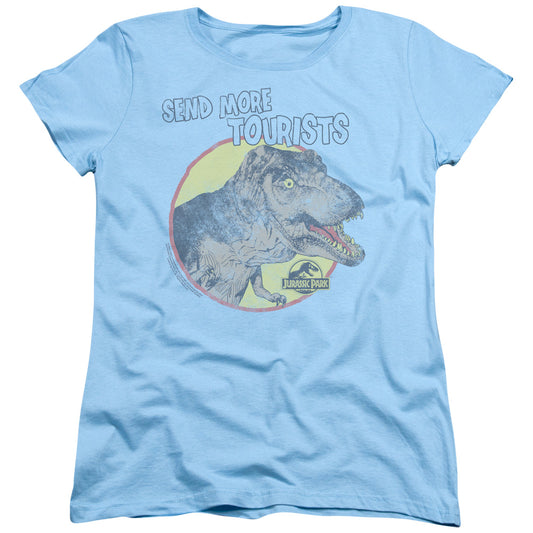 Jurassic Park - More Tourists - Short Sleeve Womens Tee - Light Blue T-shirt