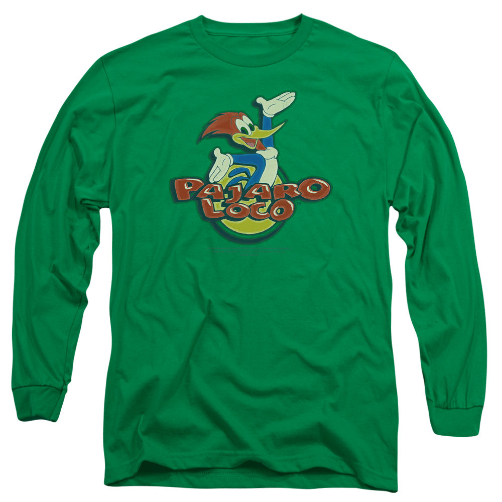 Woody Woodpecker - Loco - Long Sleeve Adult 18/1 - Kelly Green T-shirt