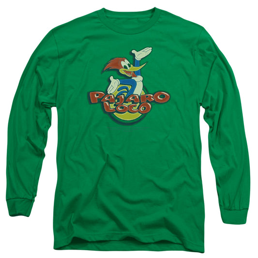 Woody Woodpecker - Loco - Long Sleeve Adult 18/1 - Kelly Green T-shirt