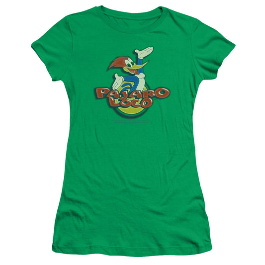 Woody Woodpecker - Loco - Short Sleeve Junior Sheer - Kelly Green T-shirt