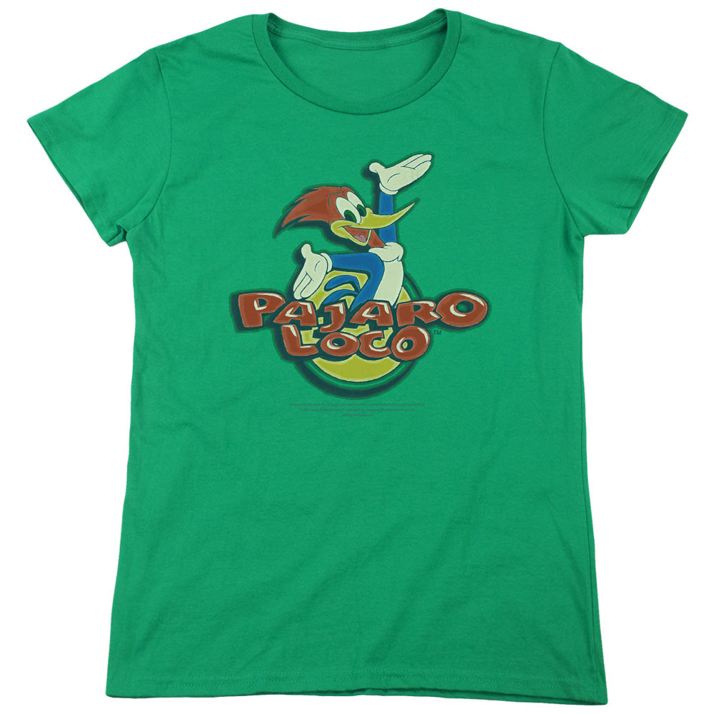 Woody Woodpecker - Loco - Short Sleeve Womens Tee - Kelly Green T-shirt
