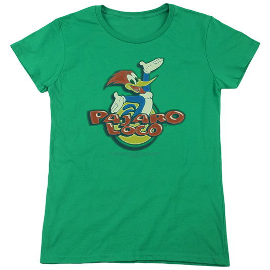 Woody Woodpecker - Loco - Short Sleeve Womens Tee - Kelly Green T-shirt