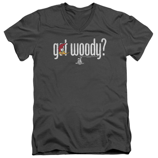 Woody Woodpecker - Got Woody - Short Sleeve Adult V-neck - Charcoal T-shirt