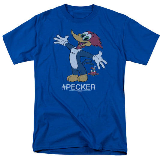 Woody Woodpecker - Hashtag Woody - Short Sleeve Adult 18/1 - Royal Blue T-shirt