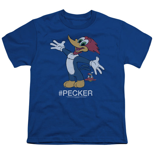 Woody Woodpecker - Hashtag Woody - Short Sleeve Youth 18/1 - Royal Blue T-shirt