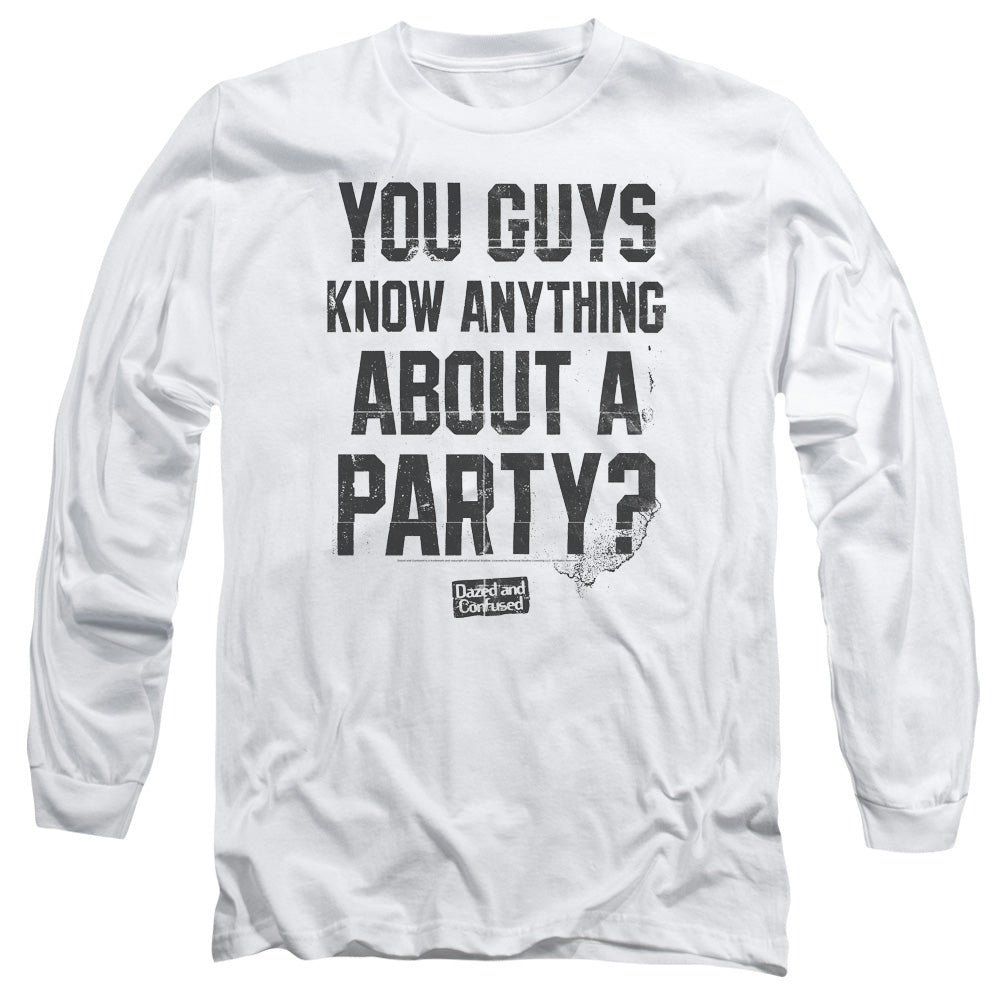 Dazed And Confused - Party Time - Long Sleeve Adult 18/1 - White - Sm - White T-shirt