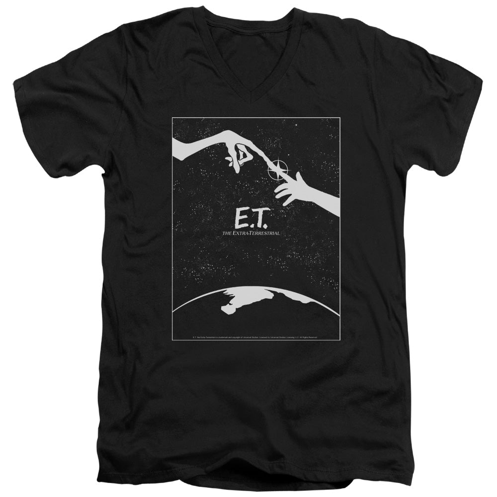 Et - Simple Poster - Short Sleeve Adult V-neck 30/1 - Black - Sm - Black T-shirt