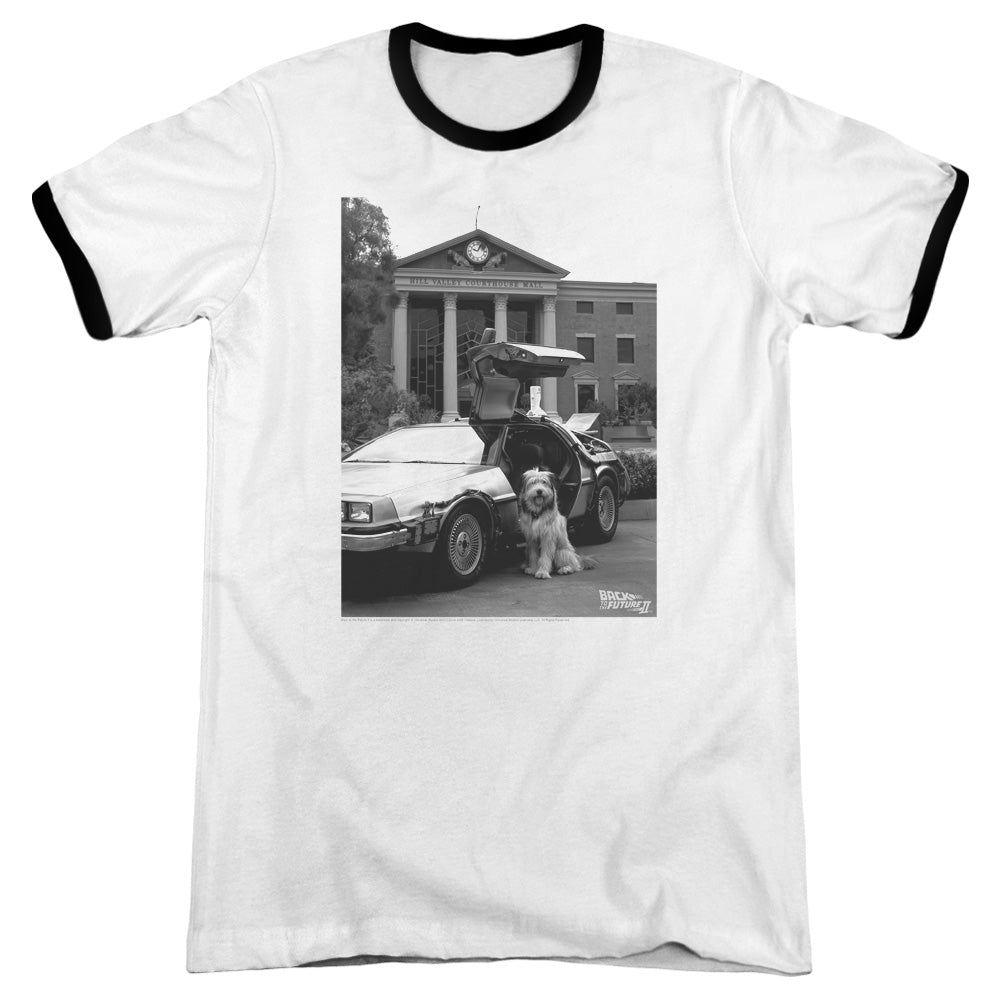 Back To The Future Ii - Einstein - Adult Ringer - White/black