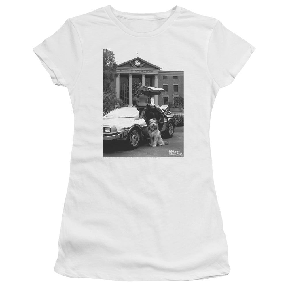 Back To The Future Ii - Einstein - Short Sleeve Junior Sheer - White - Sm - White T-shirt