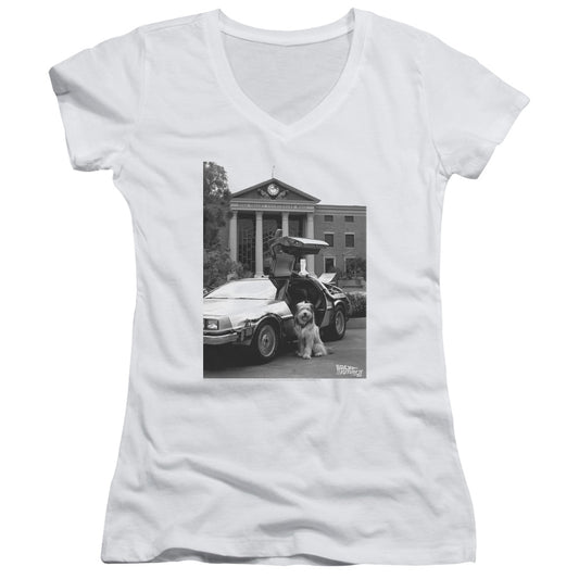 Back To The Future Ii - Einstein - Junior V-neck - White - Sm - White