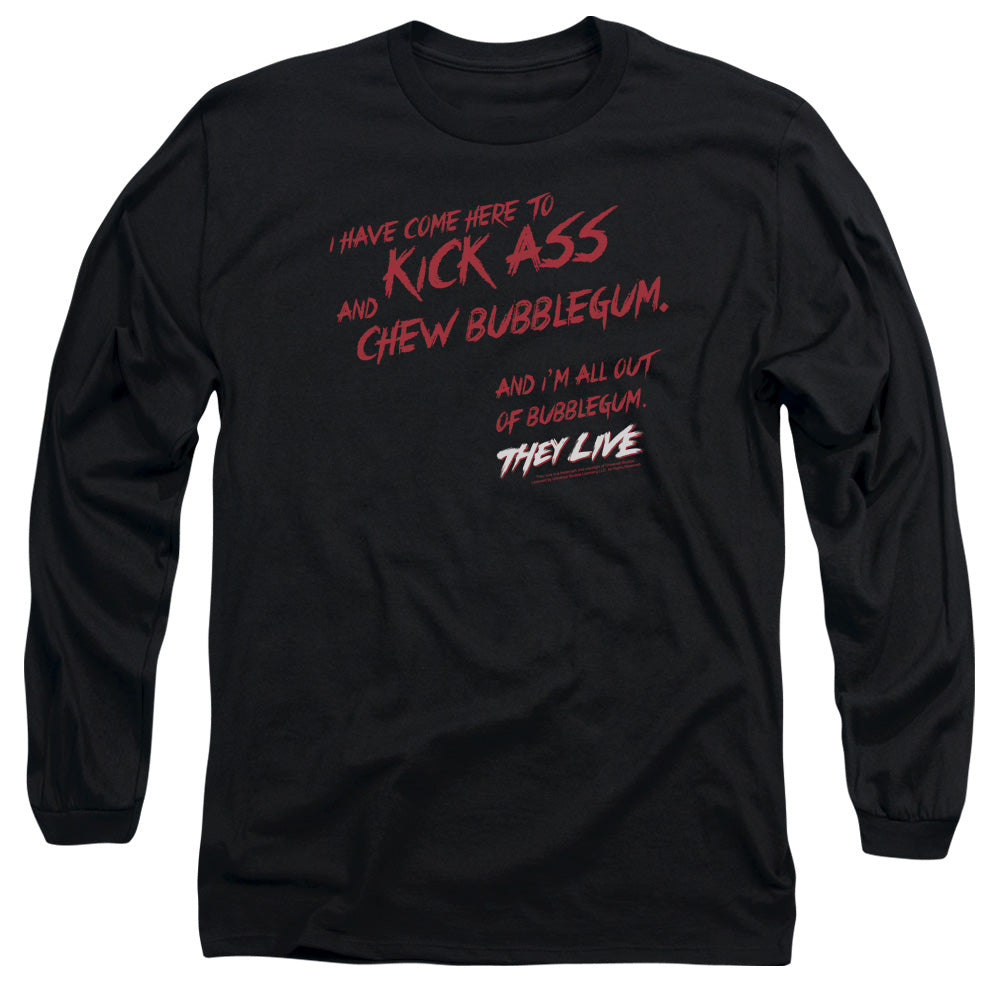 They Live - Chew Bubblegum - Long Sleeve Adult 18/1 - Black T-shirt