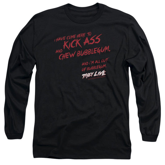 They Live - Chew Bubblegum - Long Sleeve Adult 18/1 - Black T-shirt