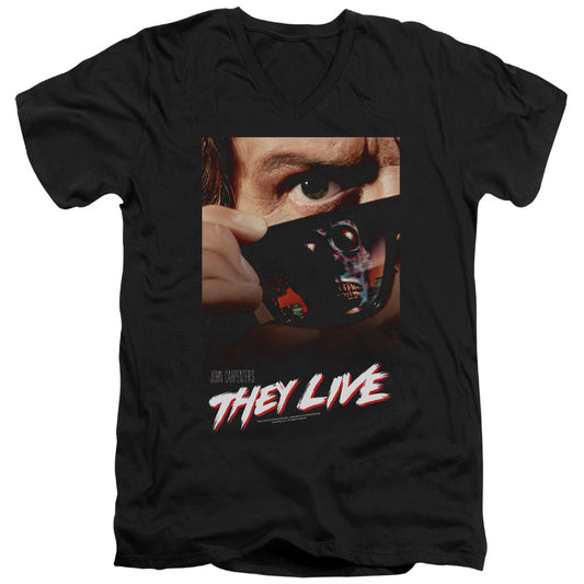 They Live - Poster - Short Sleeve Adult V-neck 30/1 - Black T-shirt