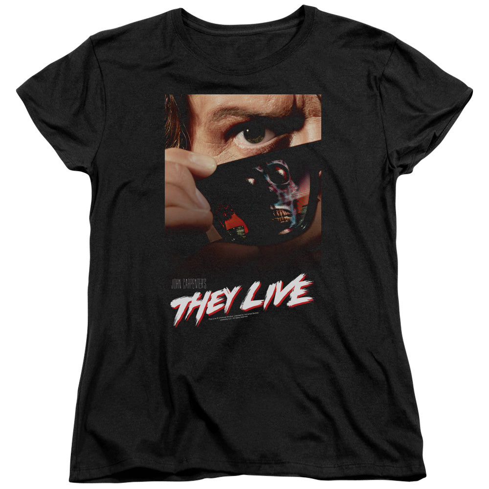 They Live - Poster - Short Sleeve Womens Tee - Black T-shirt