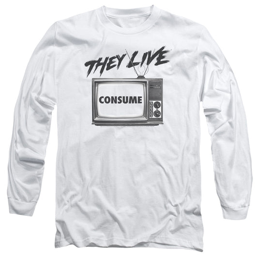They Live - Consume - Long Sleeve Adult 18/1 - White T-shirt