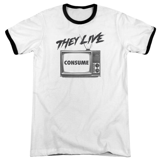 They Live - Consume - Adult Ringer - White/black