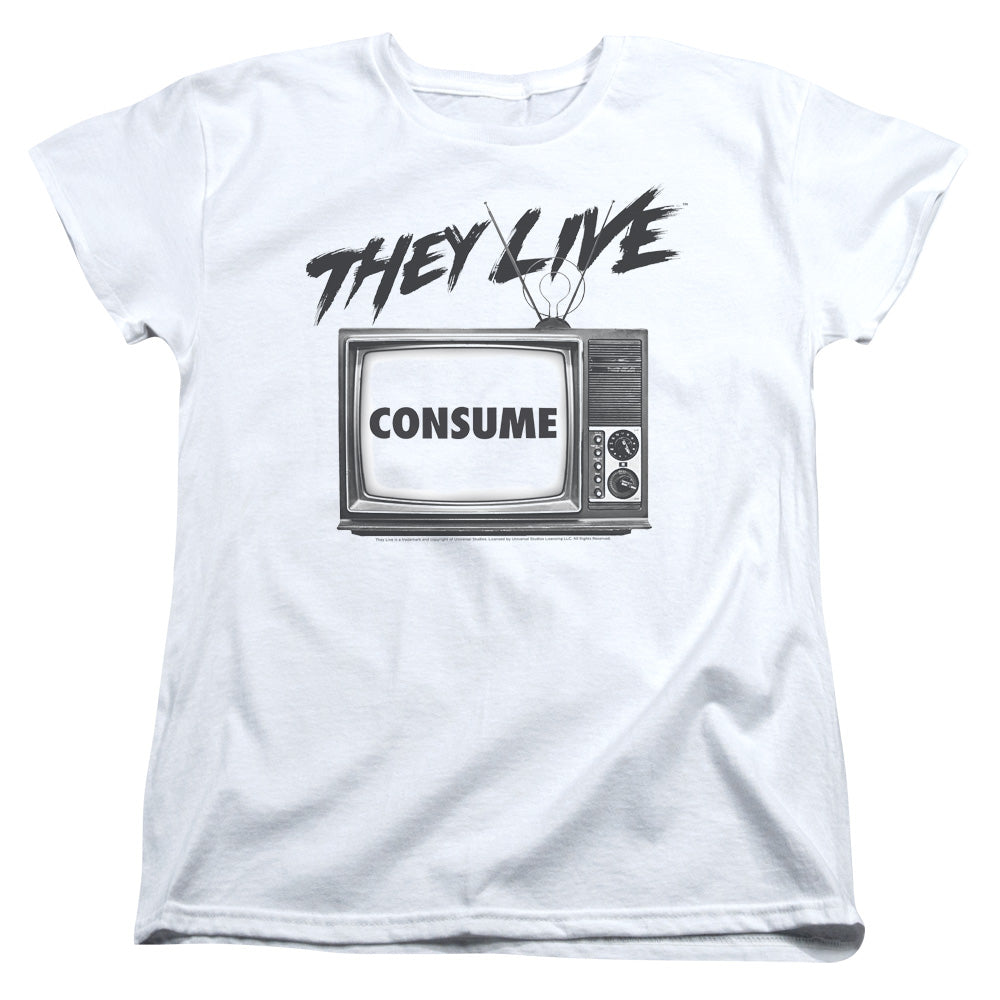 They Live - Consume - Short Sleeve Womens Tee - White T-shirt