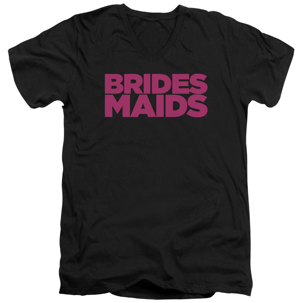 Bridesmaids - Logo - Short Sleeve Adult V-neck 30/1 - Black - Sm - Black T-shirt