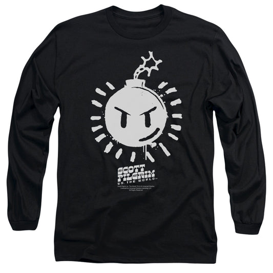 Scott Pilgrim - Sex Bob Omb Logo - Long Sleeve Adult 18/1 - Black T-shirt