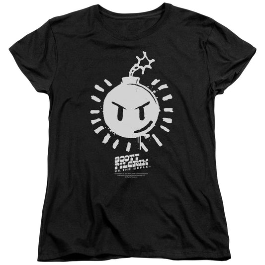 Scott Pilgrim - Sex Bob Omb Logo - Short Sleeve Womens Tee - Black T-shirt
