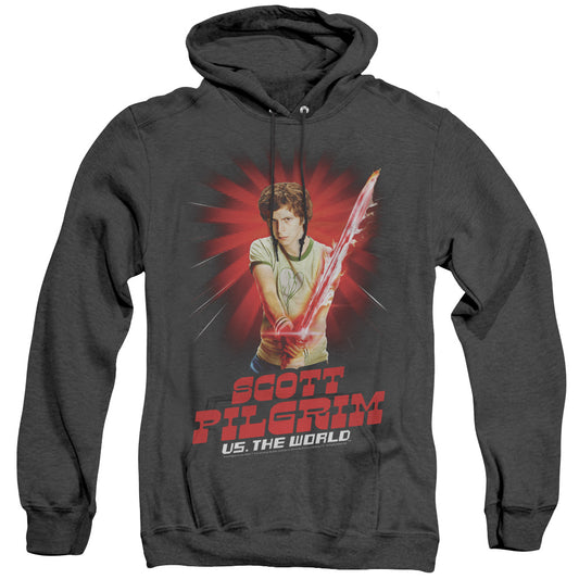 Scott Pilgrim - Super Sword - Adult Heather Hoodie - Black