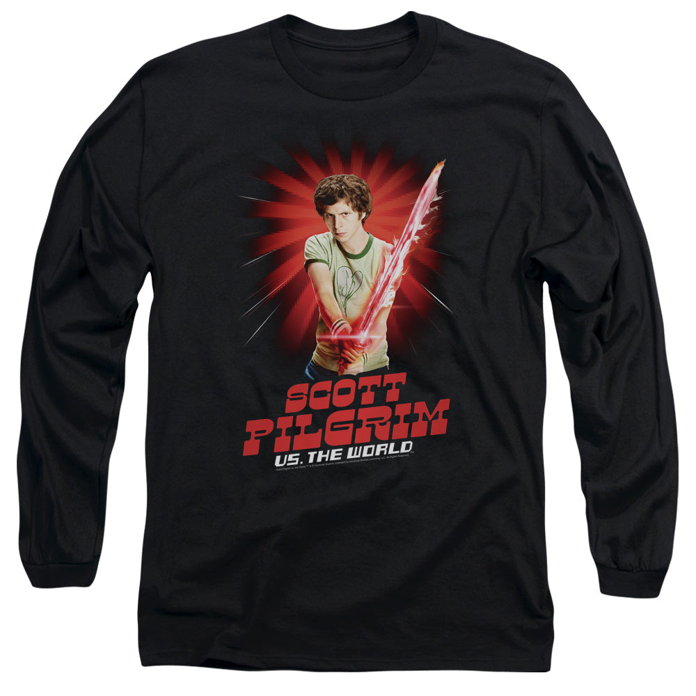 Scott Pilgrim - Super Sword - Long Sleeve Adult 18/1 - Black T-shirt