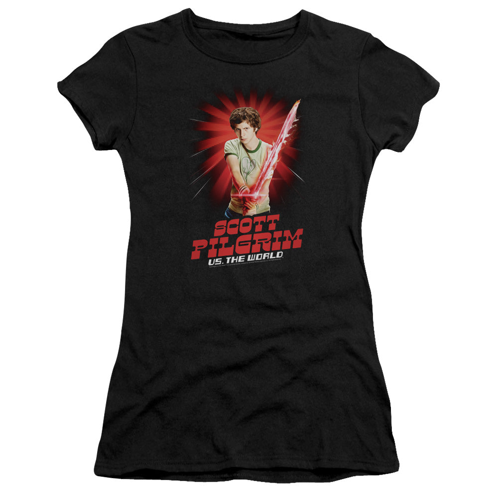 Scott Pilgrim - Super Sword - Short Sleeve Junior Sheer - Black T-shirt