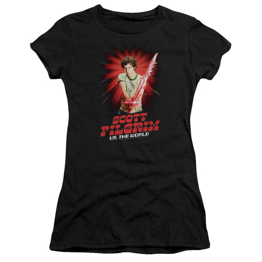 Scott Pilgrim - Super Sword - Short Sleeve Junior Sheer - Black T-shirt