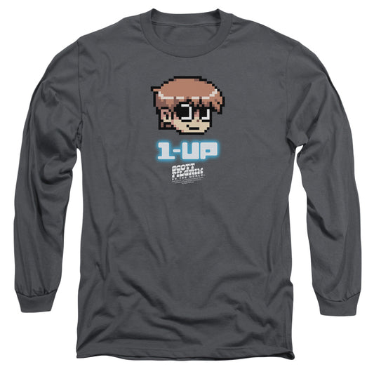 Scott Pilgrim - 1 Up - Long Sleeve Adult 18/1 - Charcoal T-shirt