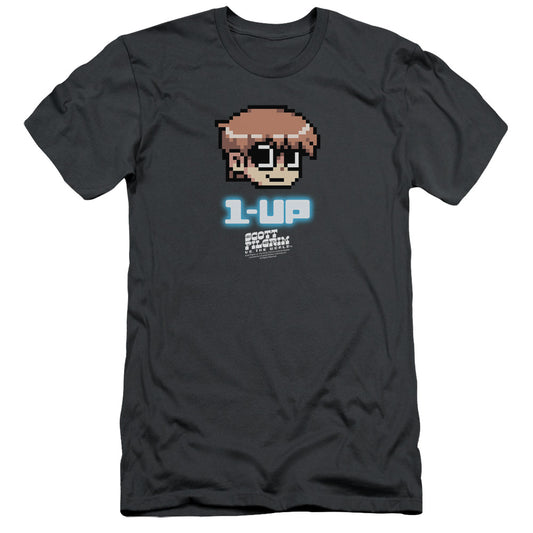 Scott Pilgrim - 1 Up - Short Sleeve Adult 30/1 - Charcoal T-shirt