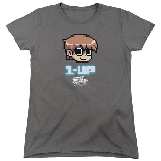 Scott Pilgrim - 1 Up - Short Sleeve Womens Tee - Charcoal T-shirt